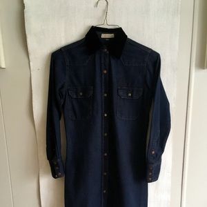 Calvin Klein Denim Dress w/Blk Velvet Collar/Snaps